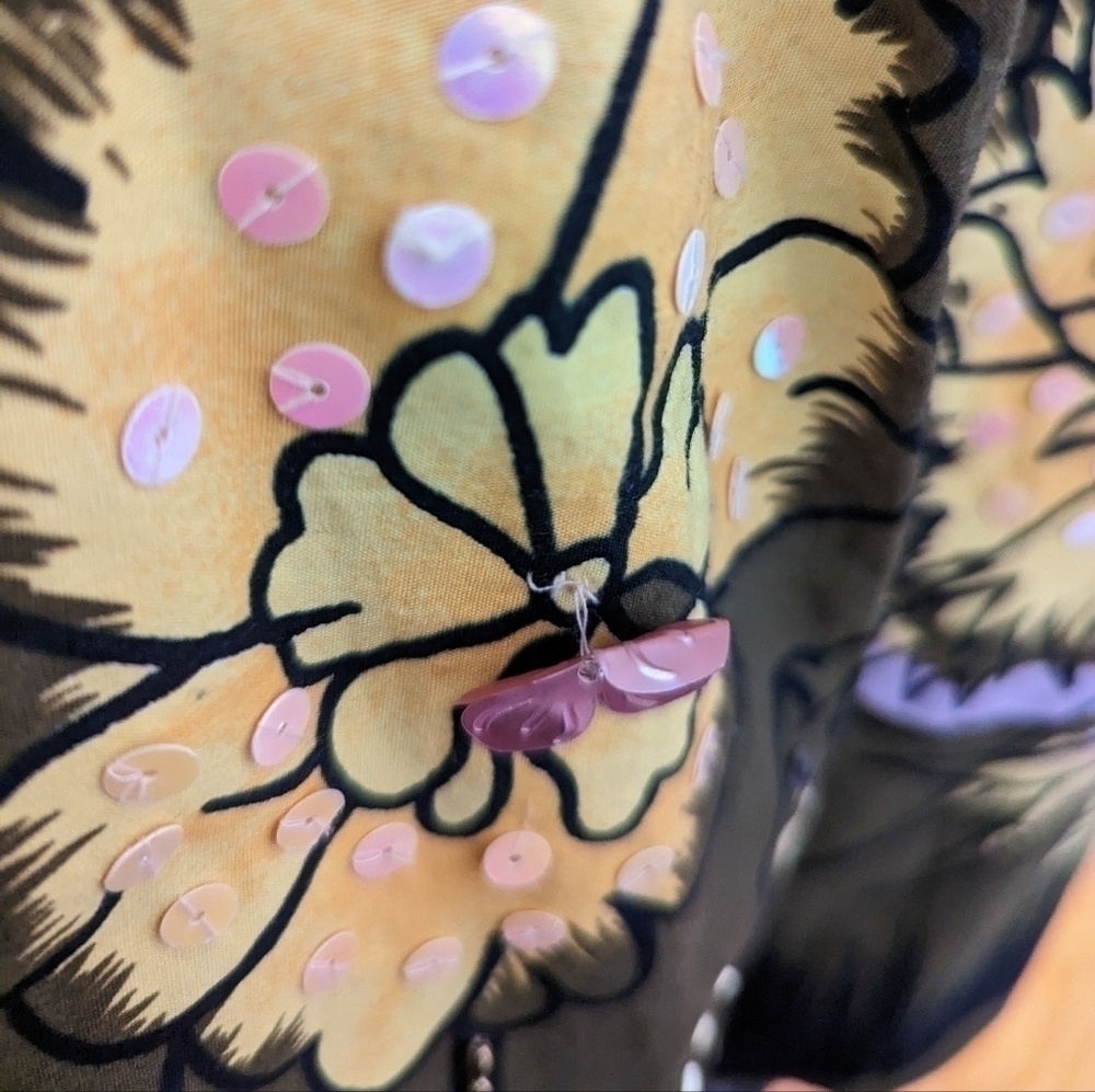 Lapis Green Whimsical Skirt With Sequin Floral Detail - Picture 7 of 12